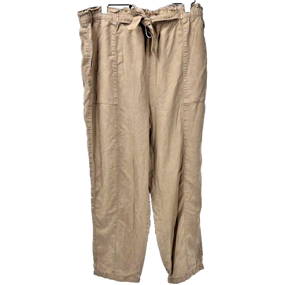 Aerie American Eagle Women's Twill Khaki Pants Paperbag Waist Pull On Lyocell XL